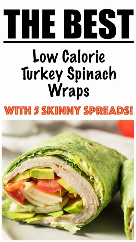 Healthy Turkey Spinach Wraps for Weight Loss Low Calorie High Protein Wraps, Healthy Wraps For Lunch Low Calories, Turkey Spinach Wrap, Turkey Wraps Healthy, Low Calorie Sandwich, Low Calorie Wraps, Turkey Wrap Recipes, Low Calorie Tortilla, Spinach Wrap