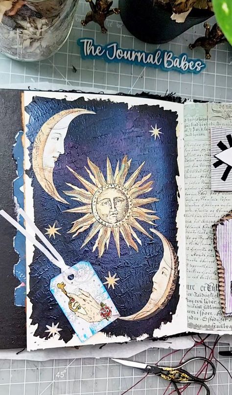 Mixed media art page in a junk journal Junk Journal Ideas, Art Junk Journal, Divider Tabs, Altered Book Art, Watercolor Sketchbook, Textured Art, Journal Page, Journaling Ideas, Handmade Journal