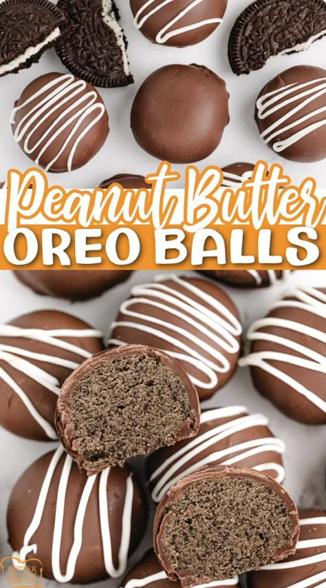 PEANUT BUTTER OREO BALLS - Butter with a Side of Bread Oreo Dessert Easy, Oreo Balls Recipe, Peanut Butter Spread, Chocolate Peanut Butter Recipes, Peanut Butter Truffles, Peanut Butter Oreo, Oreo Balls, Candy Truffles, Butter Spread