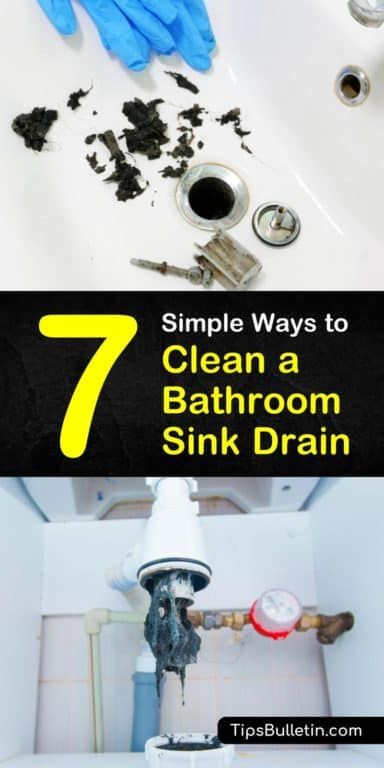 You don’t have to call a plumber for unclogging a bathroom sink drain. You can easily remove that toothpaste gunk build-up from the sink drain and drain stopper with boiling water, a plunger, some vinegar, and baking soda. #cleaningadrain #cloggeddrain #stinkydrain Sewer Smell In Bathroom, Sink Drain Smell, Cleaning Sink Drains, Clean Bathroom Sink, Baking Soda Drain Cleaner, Smelly Drain, Deep Clean Bathroom, Clean Bathroom, How To Clean Rust