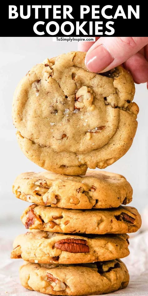 Pecan Chewy Cookies, Island Cookies Recipe, Cookie Combo Ideas, Recipes Using Pecans Desserts, Not So Sweet Cookies, Pecan Sugar Cookies With Brown Butter Icing, Easy Baking Cookies, Christmas Pecan Cookies, Cookie Recipes With Pecans