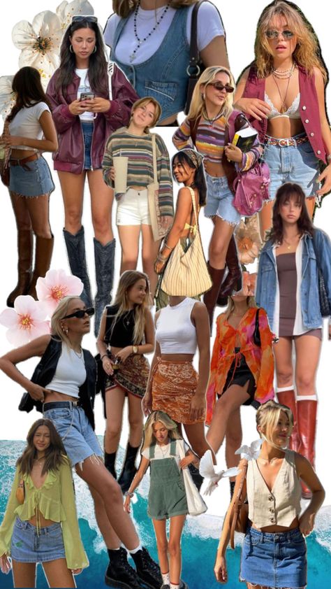 Australian Fashion 2024, Food Market Outfit Ideas, Catalina Island Aesthetic Outfit, Cool Girl Festival Outfits 2024, 2024 Festival Trends, Venus In Gemini Style Outfits, Festival Outfit 2024 Summer, Artsy Outfit Summer, Summer Outfits Collage