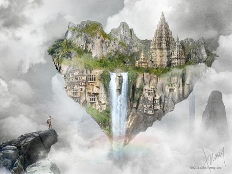 My Journey to finding the Floating Temple by Cold-Tommy-Gin.deviantart.com on @DeviantArt Floating Temple, Environment Design, Mount Rushmore, Gin, Temple, Floating, Deviantart, Natural Landmarks, Travel