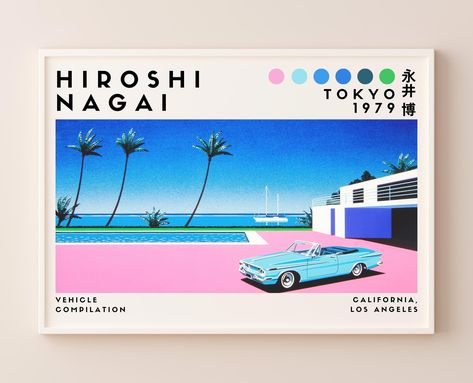 "The art in this poster is of the renowned japanese artist Hiroshi Nagai, this poster refers to the \"pacific breeze compilation\" and represents the vibrant summers of the 80s and 90s with a pop art style. * REMINDER: THIS IS A DIGITAL DOWNLOAD AND WILL NOT BE SHIPPED!  * S I Z E  G U I D E* 💞 2:3 RATIO for printing ----Inches: 6x9 | 8x12 | 10x15 | 12x18 | 16x24 | 20x30 | 24x36 Cm: 15 x 22 | 20x30 | 25x38 | 30x45 | 40x61 | 51x76 | 61x91----  ��💞 3:4 RATIO for printing ----Inches: 6x8 | 9x12 | 1 City Pop Poster, Horizontal Poster Design, Shopping Poster, Hiroshi Nagai, Horizontal Poster, Pop Posters, Pop Art Style, City Wall Art, Pop Design