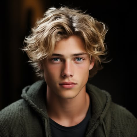 Blonde Male Models Long Hair, Guy Blonde Hair Blue Eyes, Long Blonde Hair Male Character Art, Male Book Character Inspiration, Blonde Male Hairstyles, Blond Fantasy Male, Blonde Mens Hairstyles, Blonde Blue Eyes Guy, Blond Hair Blue Eyes Boy