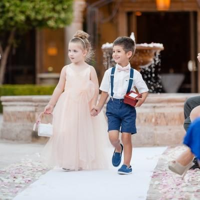 Ring Bearer Shorts And Suspenders, Photography Ideas Flowers, Blue And Blush Wedding, Villa Siena, Ring Bearer Flower Girl, Bearer Outfit, Ring Bearers, Ring Bearer Outfit, Blush Pink Dresses