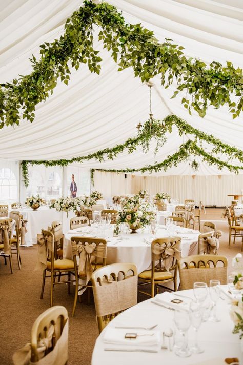 Tipi Marquee Wedding, Wedding Marquee Ideas Rustic, Marquee Floral Installation, Decorating A Marquee For A Wedding, Wedding Garden Marquee, Boho Wedding Marquee, Light Garland Wedding, Rustic Wedding Marquee Decor, Marquee Table Decorations