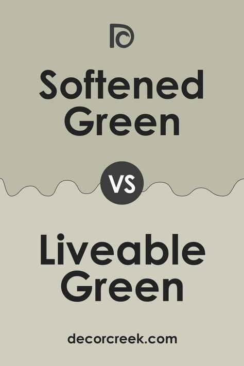 Softened Green vs Liveable Green by Sherwin-Williams Sw Livable Green, Sherwin Williams Livable Green, Sw Liveable Green, Sw Softened Green, Sherwin Williams Softened Green, Liveable Green Sherwin Williams, Softened Green Sherwin Williams, Warm Green Paint Colors, Liveable Green