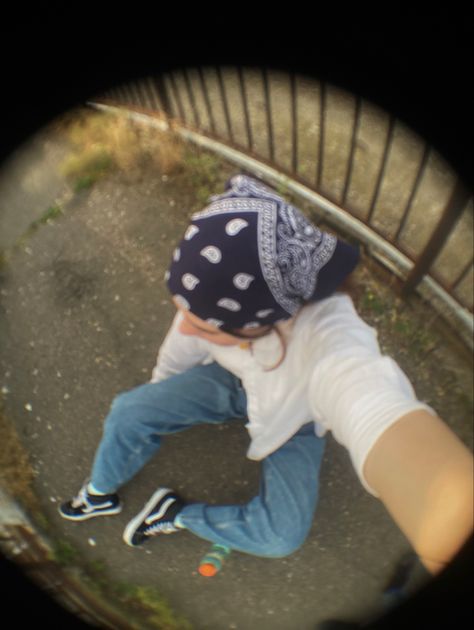 fish eye, photo shoot, aesthetic , bandana