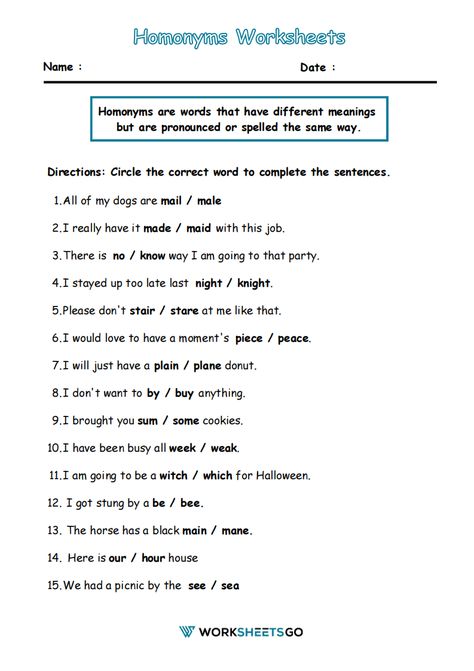 Homonyms Examples, Homonyms Worksheet, Homonyms Words, Homophones Worksheets, Phonics Puzzles, Catholic Kids Activities, Improve Reading Comprehension, Worksheets For Grade 3, Native English