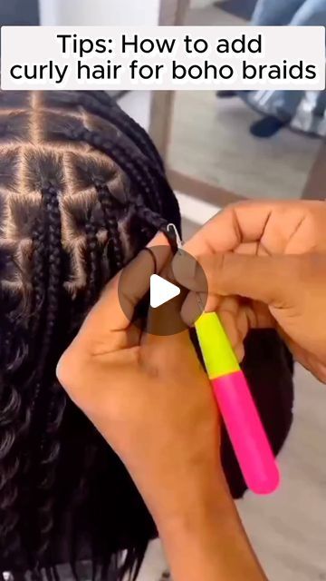 Carolineltd-YGwigs on Instagram: "How to add the curly hair into braids✨✨ GA and MD wholesale and Retail hair factory outlets. Bundles, braids bulk, closure, wigs in large stock. Can do overnight shipping and pick up. #rawhair #hairstyle #hair #wig #hairextensions #hairbundles #hairweft #hairbulk #bohoboxbraids #knotlessbraids #besthair #wigmaker #salon #atlantawholesalehair #factoryhairoutlets #curly #wavyhair #straighthair #hairtrending #laceclosure #braidsforblackgirl #crochetlocstyles #crochetbraids #summerbraids" How To Add Curly Hair In Braids, How To Add Human Hair To Braids, Braids With Curly Extensions, How To Add Curls To Box Braids, How To Crochet Curly Hair Into Braids, Adding Boho Hair To Braids, Adding Curls To Braids, How To Add Curly Hair To Box Braids, How To Add Boho Hair To Braids