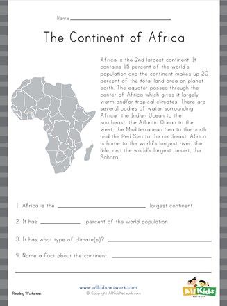 Africa Reading Comprehension Worksheet | All Kids Network South Africa Activities For Kids, Africa Worksheets For Kids, Africa Kindergarten Activities, Africa Unit Study, Africa Activities For Kids, Africa Lesson Plans, Reading Skills Worksheets, Phonics Lesson Plans, Nigeria Flag