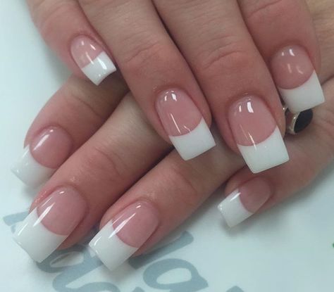 Chunky French Tip Nails, Thick French Tip, 90s French Tip Nails, Acrylic Nails French, Nails French Manicure, Pictures With Captions, Nails French Tip, White Tip Nails, French Manicure Nails