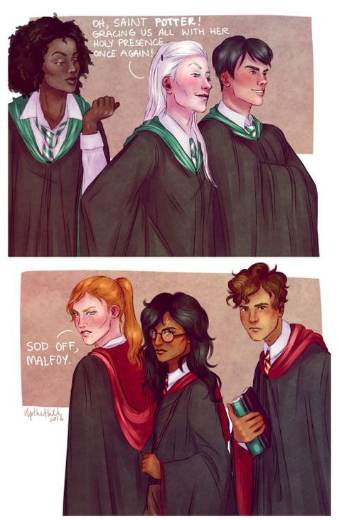 Female!Blaise, Draco, Ron & Harry. Male!Pansy & Hermione Harry Potter And His Friends, Fem Harry, Female Harry Potter, Gay Harry Potter, Yer A Wizard Harry, Images Harry Potter, Harry Potter Comics, Harry Potter Ships, Harry Potter Tumblr