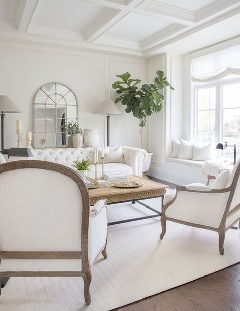 Pretty Living Room, White Living Room Decor, Yellow Brick Home, Brick Home, White Living, White Living Room, Elegant Living Room, Room Remodeling, White Furniture