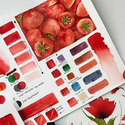 Red Color Mixing, Red Watercolor Painting, Colour Journal, Scarlet Color, Watercolor Pallet, The Red Book, Mixing Paint Colors, Palette Challenge, Orange Tone