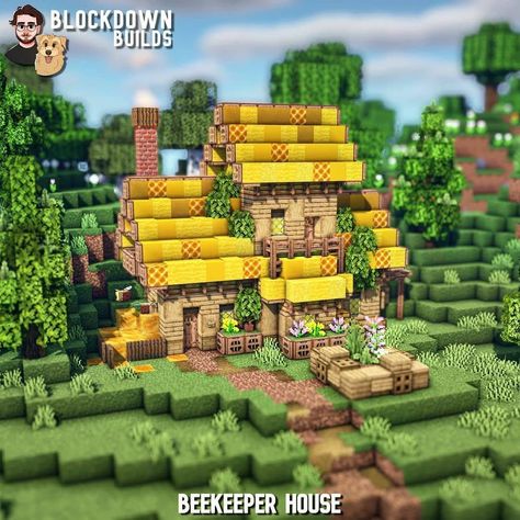 Best Minecraft Builds on Instagram: “Beekeeper House 🐝 👉 Follow @minecraftible for inspirational minecraft builds! ━━━━━━━━━━━━━━━━━━ Credit: @blockdown_builds…” Bee Building Minecraft, Bee Village Minecraft, Minecraft Bee House Design, Beekeeper House Minecraft, Minecraft Bee Shop, Minecraft Bee Banner Designs, Beekeeper Minecraft, Minecraft Bee Keeper House, Minecraft Bee Statue