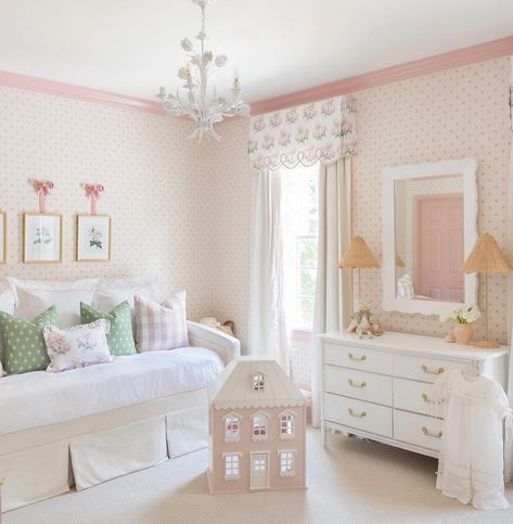 Mycah Hunter | Before & after 🎀✨Lively’s room is now the sweetest girliest space thanks to @mackenziepageinteriors 💕 details and links can be found on… | Instagram Laura Ashley Patterns, Pretty Coffee, Daughter Bedroom, Southern Design, Girl’s Room, Traditional Garden, Traditional Bedroom, Rooms Reveal, Pink Nursery