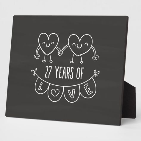 27th Anniversary Gift Chalk Hearts Plaque 27th Anniversary, Wedding Anniversary Gifts, Anniversary Gift, Wedding Anniversary, Sign Poster, Chalkboard Quote Art, Note Pad, Chalk, Anniversary Gifts