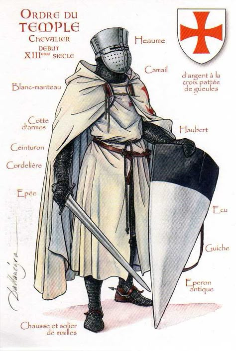 Knights Templar, 13th century The Poor Fellow-Soldiers of Christ and of the Temple of Solomon   Active: c. 1118–1314 Allegiance: The Pope                                                                                                                                                                                 More Knights Hospitaller, Crusader Knight, High Middle Ages, Medieval Ages, Historical Armor, Knight Armor, Medieval Period, Medieval Armor, Medieval Knight