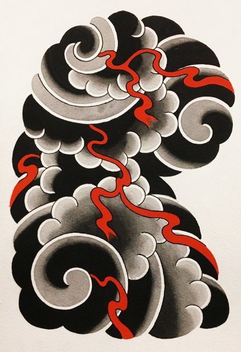 Japanese Filler Tattoo Designs, Wave And Wind Tattoo, Japanese Wind Bars Tattoo, Wind Bars Tattoo, Japanese Wind Bars, Japanese Tattoo Pattern, Japanese Background Tattoo Design, Irezumi Tattoo Design Japanese Style, Japanese Background Tattoo