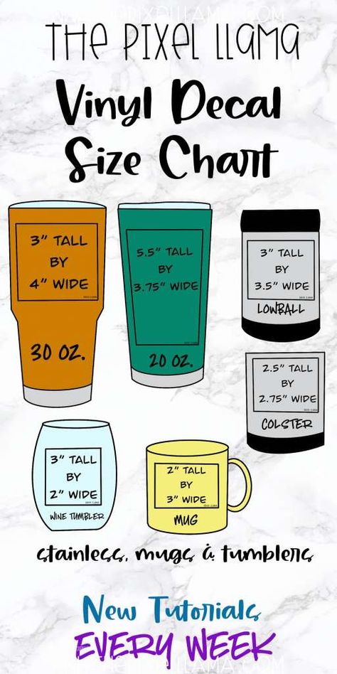 Vinyl Decal Size Chart, Decal Size Chart, Business Chart, Vinyle Cricut, Usa Wedding, Inkscape Tutorials, Sublimacion Ideas, Cricut Supplies, Cricut Explore Projects