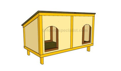 How to build an insulated dog house | HowToSpecialist - How to Build, Step by Step DIY Plans Dog House Plans Diy, Dog House Blueprints, Double Dog House, Large Dog House Plans, Extra Large Dog House, Dogs House, Insulated Dog House, Build A Dog House, Puppy Obedience Training