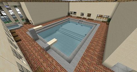 Indoor Swimming Pool Minecraft Project Minecraft Diy Crafts, Modern Minecraft Houses, Minecraft Mansion, Minecraft Interior Design, Minecraft Modern, Minecraft Bedroom, Diy Minecraft, Cool Minecraft Houses, Minecraft Room