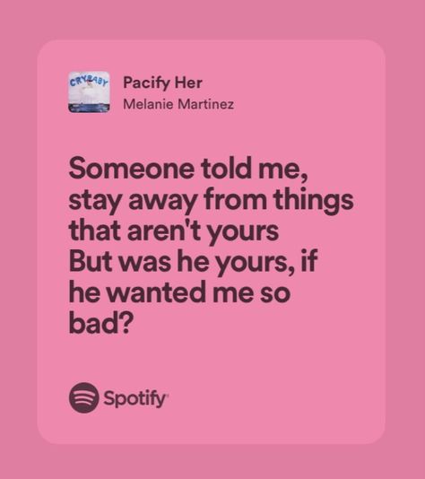 Spotify, spotify lyrics, spotify aesthetic, lyrics, aesthetic, music, songs, melanie martinez, pacify her, cry baby Pacify Her Aesthetic, Melanie Martinez Lyrics Aesthetic, Spotify Lyrics Melanie Martinez, Melanie Martinez Spotify Lyrics, Melanie Martinez Song Lyrics, Aesthetic Music Songs, Pacify Her Melanie Martinez, Cry Baby Lyrics, Lyrics Spotify Aesthetic