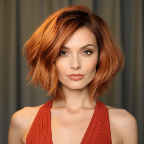 Feathered Bob Hairstyles, Bangs Inspiration, Bangs Cut, Layered Thick Hair, Light Auburn Hair, Feathered Layers, Feathered Bob, Layered Haircuts For Medium Hair, Hair With Bangs