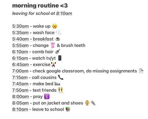 wake up 5:30am leave 8:10am Morning Routine For School Leave At 8:10, 5:30am Morning Routine, School Morning Routine Leave At 8:30, 5 30 Am Morning Routine, School Morning Routine Leave At 8, School Morning Routine 5 Am, Middle School Morning Routine, 5am Morning, Daily Routine For Women