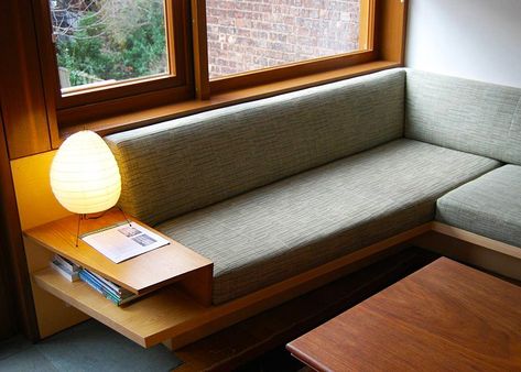 Midcentury Couch, Brooklyn Townhouse, Built In Couch, Built In Sofa, Corner Couch, Built In Seating, Cobble Hill, Built In Furniture, Sofa Set Designs