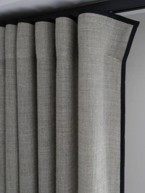 Ripplefold Curtains, Ripplefold Draperies, Drapery Styles, Curtain Headings, Curtains And Draperies, Curtain Styles, Curtains And Blinds, Trendy Living Rooms, Grey Curtains