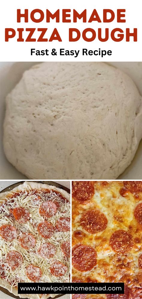 This recipe for homemade pizza dough is so fast and easy to make. Only very simple ingredients are required!  So easy to make this quick and simple homemade pizza dough any time you are craving delicious pizza from scratch. Then just add your favorite toppings and pop in the oven for a perfect meal. Homemade pizza is also an inexpensive way to enjoy everyone’s favorite – pizza!  Plus with homemade pizza, you can add whatever and how many toppings that you desire! Easy Pizza Dough Recipe Quick, Fast Pizza Dough Recipe, How To Make Pizza Dough, Pan Pizza Dough Recipe, Easy Pizza Base Recipe, Peach Pepper Jelly Recipe, Diy Pizza Dough, Easy Pizza Base, Fast Pizza Dough