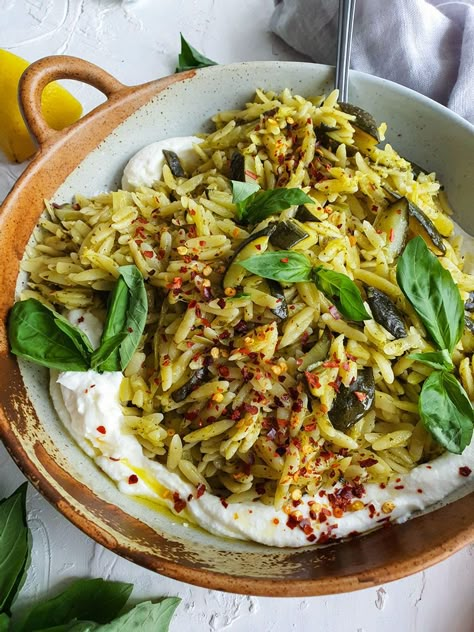 Ricotta Orzo, Courgette Recipe, Whipped Ricotta, Ricotta Recipes, Orzo Recipes, Vegan Cooking, Orzo, Veggie Recipes, Pasta Dishes