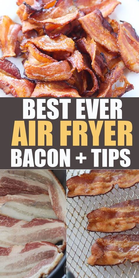 Make the BEST air fryer bacon that's crispy and perfect! You'll love bacon in the air fryer that's so FAST when you're looking for air fryer breakast recipes. Bacon In Air Fryer, Best Way To Cook Bacon, Bacon In The Air Fryer, Air Fry Bacon, Whole Lotta Yum, Making Bacon, Air Fryer Bacon, Perfect Bacon, New Air Fryer Recipes