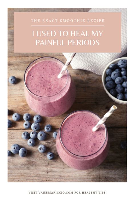 Do you have painful menstrual cramps? I drank this smoothie for 2 months and I finally healed my severe period pain. Best natural remedy Foods For Menstrual Cramps, Smoothie For Menstrual Cycle, Smoothie For Menstrual Cramps, Juices For Period Cramps, Smoothie For Period Cramps, Juicing For Period Cramps, Juice For Menstrual Cramps, Menstrual Cycle Smoothie, Teas For Period Cramps