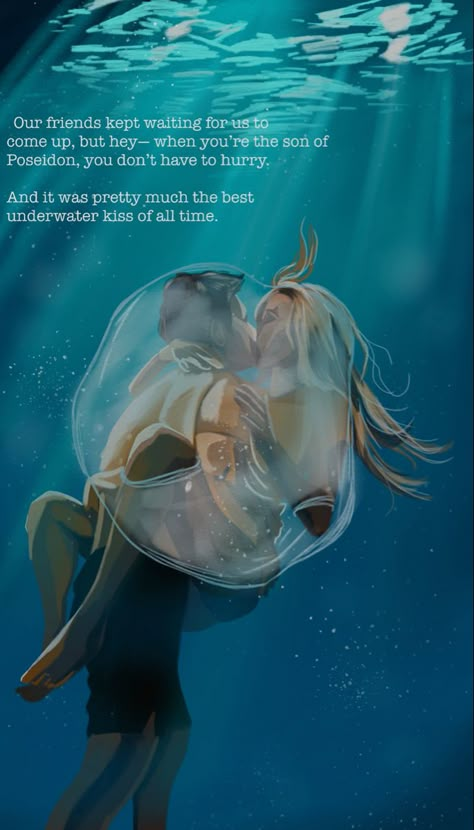 Fanart - The Last Olympian Last Olympian Fan Art, Percy Jackson The Last Olympian Fan Art, The Last Olympian Fanart, Underwater Kiss, The Last Olympian, Water Kids, The Shape Of Water, Percy And Annabeth, Percy Jackson Fandom