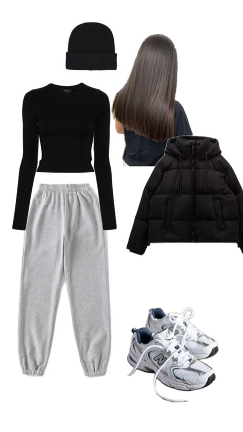 Outfits Ideas With Hoodies, Outfit Ideas Black Joggers, 15 Celsius Outfit, Outfit Ideas With Hoodies, Ny Cap Outfit, Outfits Instituto, Hoodies Aesthetic Outfit, Cute Fits Winter, Black Sweats Outfit