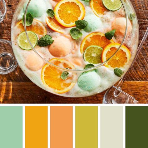 Sherbet Color Palette, Lime Sherbet Punch, Sherbet Punch, Lime Sherbet, Color Pallets, Colour Palette, Color Palette, Color Schemes, Orange