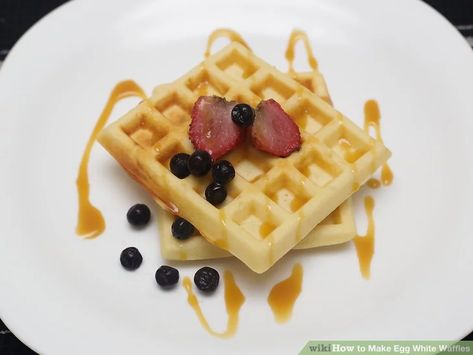 How to Make Egg White Waffles: 12 Steps (with Pictures) - wikiHow Egg White Waffles Recipe, Waffle Recipe With Egg Whites, Egg White Waffles, Best Belgian Waffle Recipe, Coconut Flour Waffles, Egg Waffles, Almond Flour Blueberry Muffins, White Recipes, Make Waffles