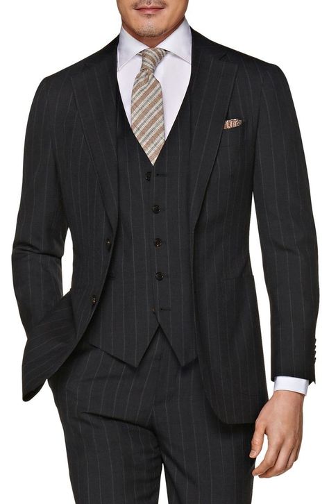 Pinstripes Suit, Mens Plaid Dress Pants, Dapper Dress, 21th Birthday, Tweed Men, Groom Tux, Black Suit Men, Albert Wesker, Black Suit Wedding