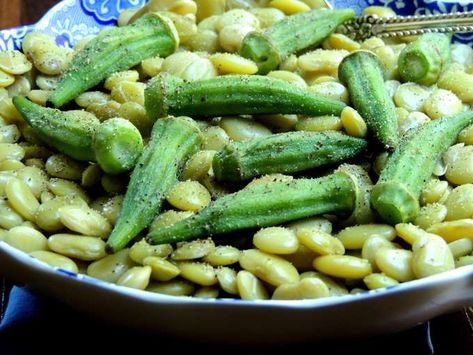 11 July 2016: Butterbeans and Okra - Damon Lee Fowler Lima Beans And Okra, Butter Beans And Okra Recipe, Catfish Stew, Oyster Soup, Pattypan Squash, Oyster Roast, Vegetables For Babies, Okra Recipes, Crab Soup