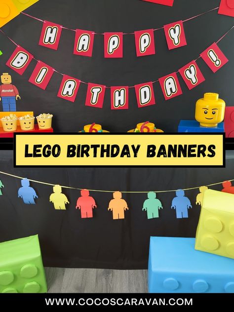 The best Lego birthday decorations - Coco's Caravan Lego Birthday Banner, Superhero Backdrop, Lego Birthday, Birthday Backdrop, Party Party, Birthday Banner, Birthday Decorations, Caravan, Lego