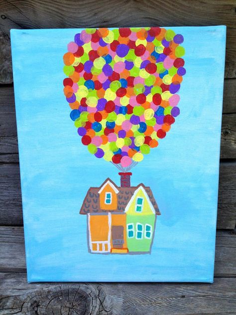 Up house Easy Christmas Drawings, Up Painting, Disney Canvas Art, Disney Canvas, Disney Paintings, Christmas Crafts To Sell, Christmas Paintings On Canvas, Disney Pixar Up, Simple Canvas Paintings