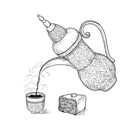 Coffee Pot Art, Coffee Ceremony, Coffee Vector, Arabic Coffee, Vector Sketch, Mehndi Designs For Fingers, Sketches Easy, Paper Crafts Diy Kids, Sketch Drawing