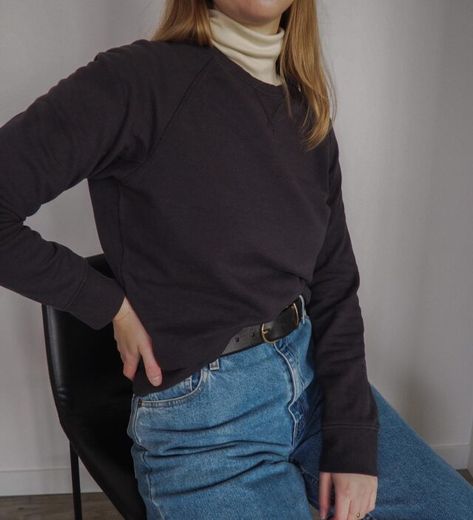 Turtleneck Under Shirt, Emily Lightly, French Capsule Wardrobe, Turtleneck Under, Rust Sweater, Under Shirt, Basic White Tee, Winter Capsule, Winter Capsule Wardrobe