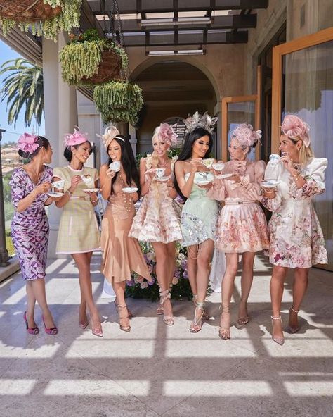 Tea Party Birthday Ideas, High Tea Outfit, Tea Party Attire, Bridal Tea Party, Womens Tea, Party Photoshoot, Bridal Shower Outfit, Tea Party Theme, Tea Party Dress