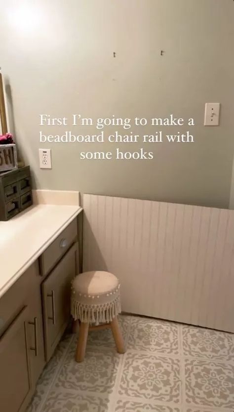 Simple Bathroom Beadboard | Hometalk Beadboard Chair Rail, Bathroom Beadboard, Beach Castle, Alternate Angles, Beadboard Wallpaper, Beadboard Bathroom, Bathroom Chair, Bead Board Walls, Colonial Kitchen