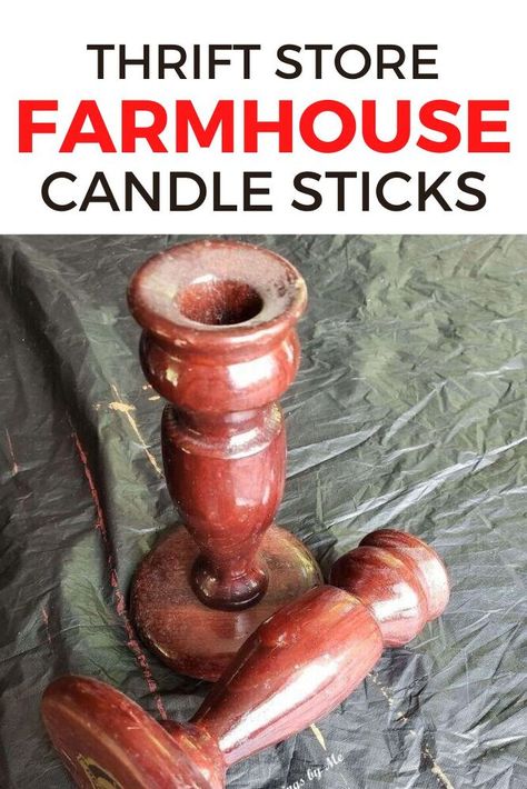 Love fixer upper but decorating on a budget? check out these DIY thrift store candlesticks for your living room mantel or entryway decor. These easy wooden chalk paint candlesticks makeover would make Joanna Gaines proud. #hometalk Farmhouse Candlestick Decor, Paint Candlesticks, Chalk Painted Candlesticks, Candlesticks Decor, Candlestick Makeover, Table Leg Candle Holder, Pipe Candle Holder, Farmhouse Candlesticks, Diy Plate Rack